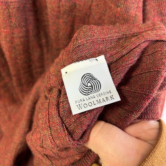 Neiman Marcus Brown Crewneck Sweater pure wool Ribbed Texture Relaxed Fit large - Picture 3 of 6